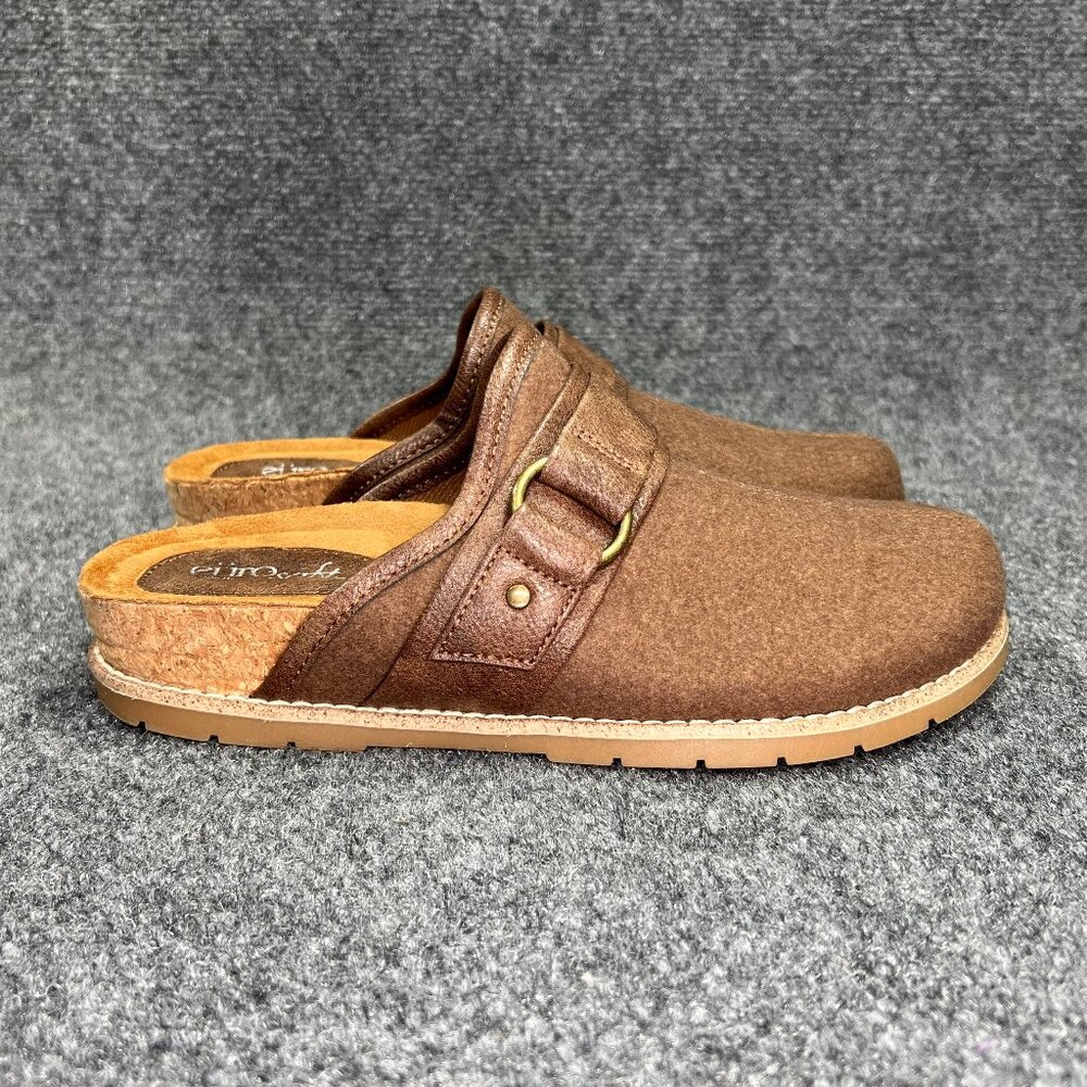 EuroSoft Gowan Buckle Mules Women's Size 7.5 Brown‎ Brushed Slip On Comfort Shoe